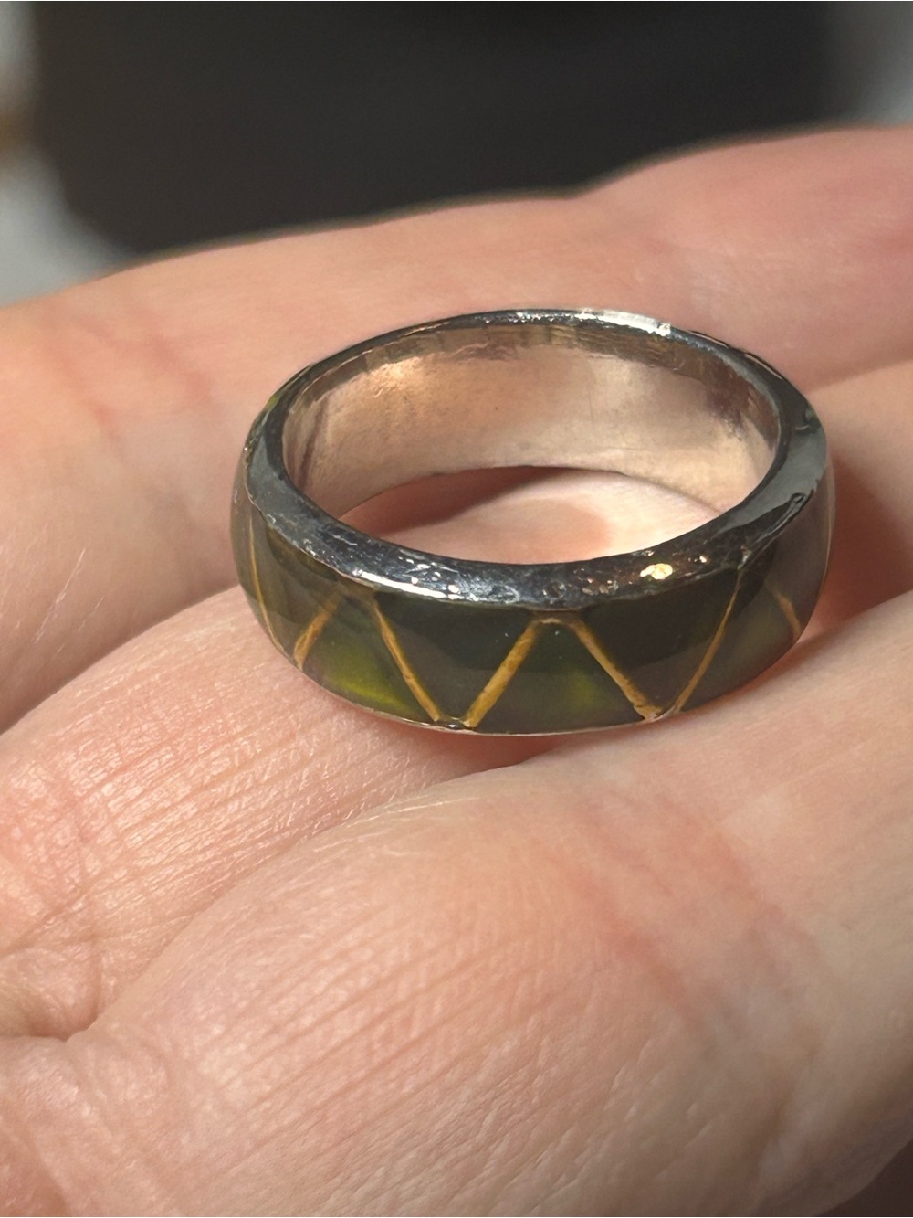 Green Enamel Band Ring
